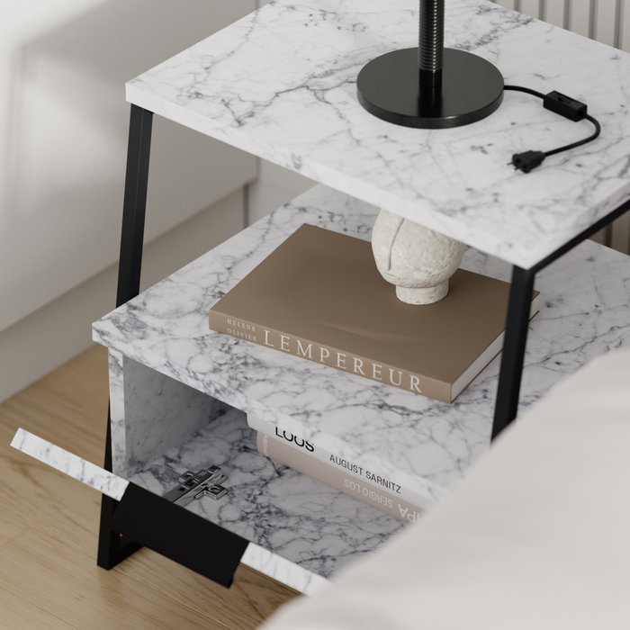 Hanah Home Mesilla de Noche Pal - Carrara Marble Hanah Home Mesilla de Noche Pal - Carrara Marble
